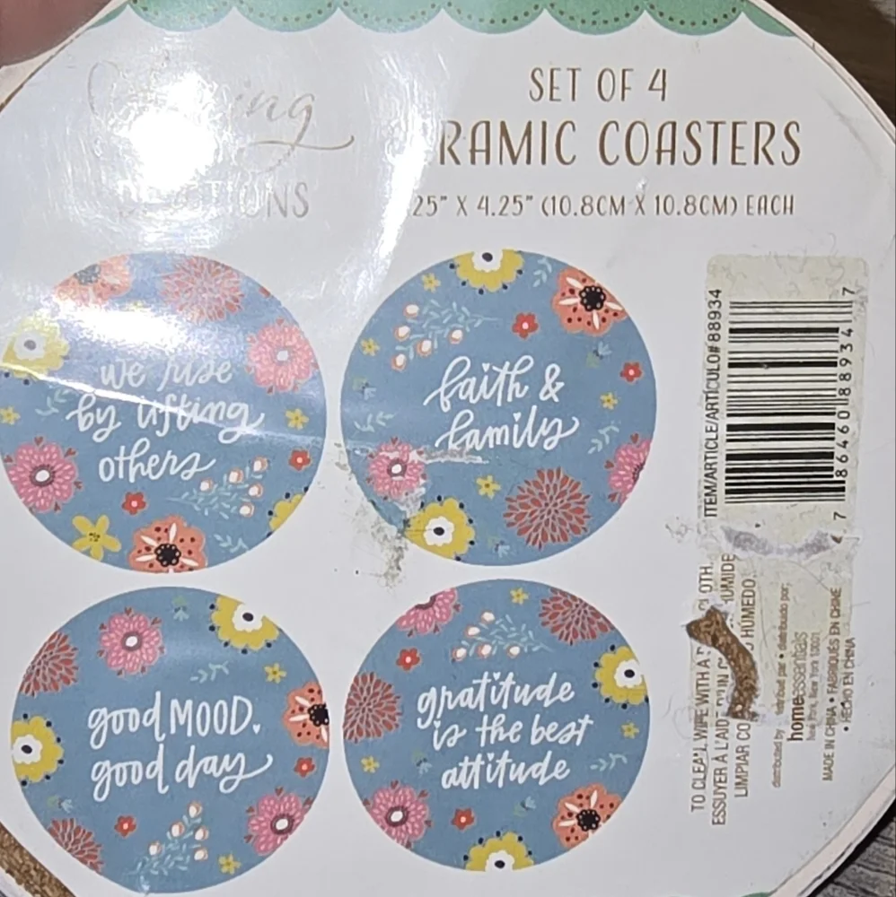 Spring Devotions Set of 4 Ceramic Coasters Floral Inspirational Quotes 88934